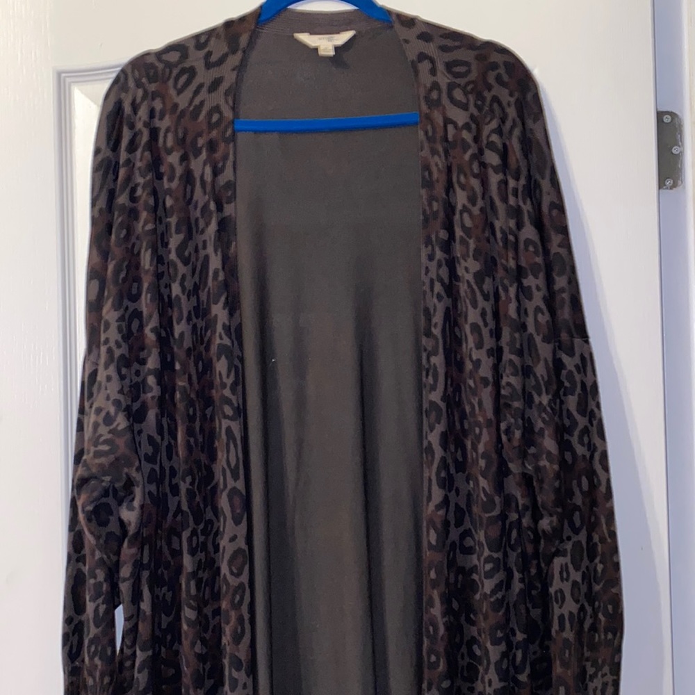 Extra long cheetah print cardigan